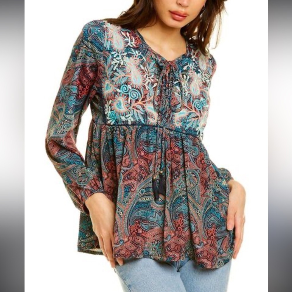 RAGA Anthro Embroidered Cottagecore Maximalist Blouse